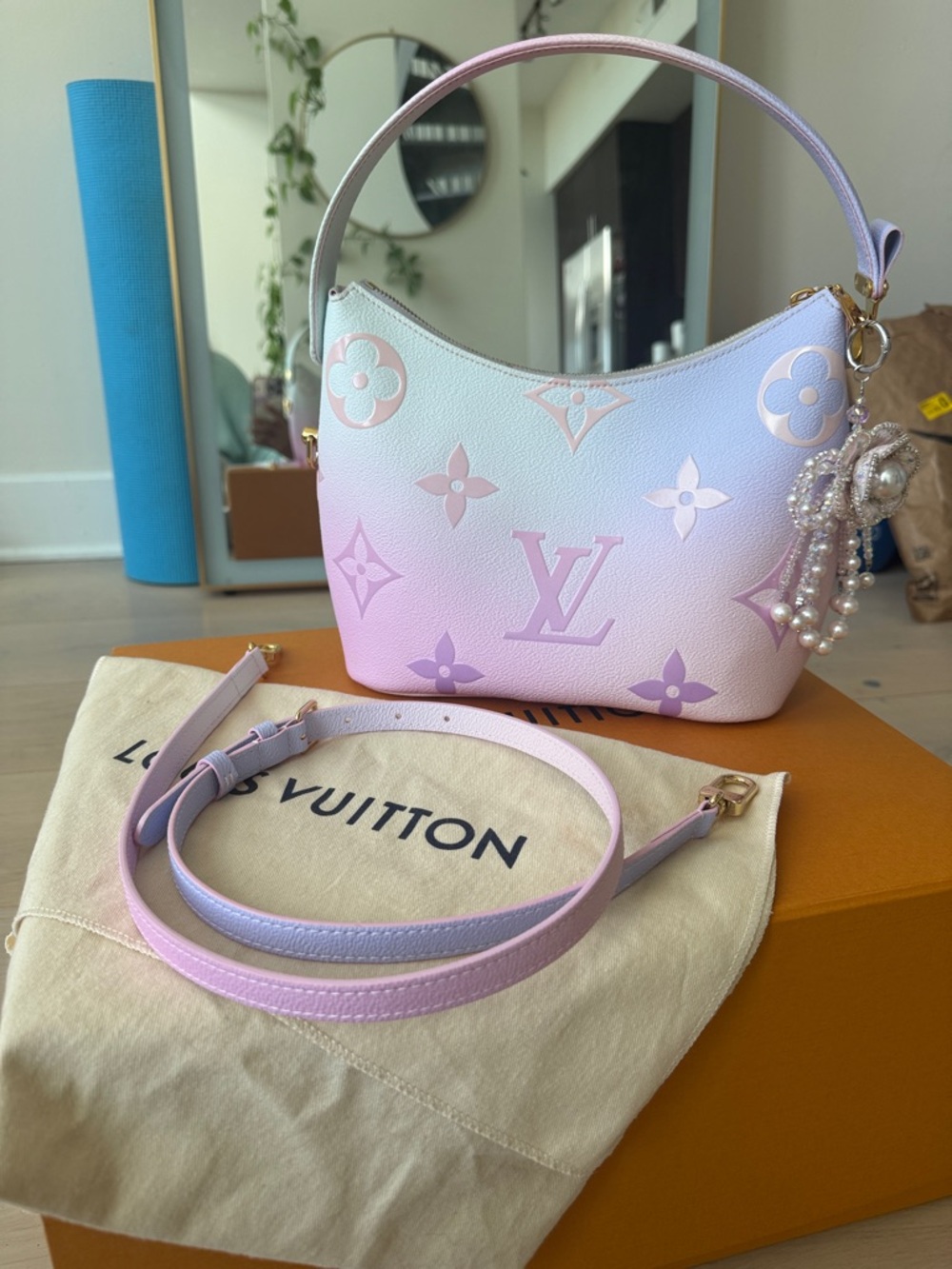 Louis Vuitton Pastel Pink Lavender Monogram Hobo Shoulder Bag